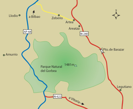 Mapa de situación del Parque natural de Gorbea